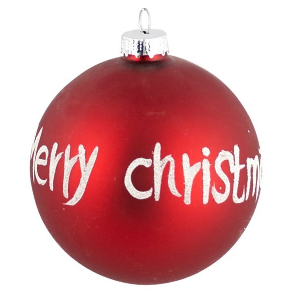 Χριστουγεννιάτικη Γυάλινη Μπάλα Κόκκινη με "Merry Christmas" (8cm)